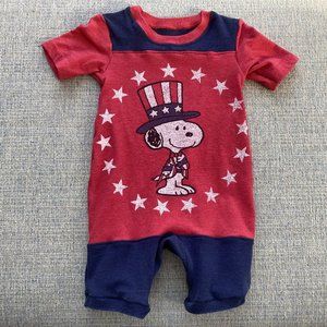 Snoopy Peanuts 4th of July Patriotic Handmade Romper Shorts t shirt size 9 m